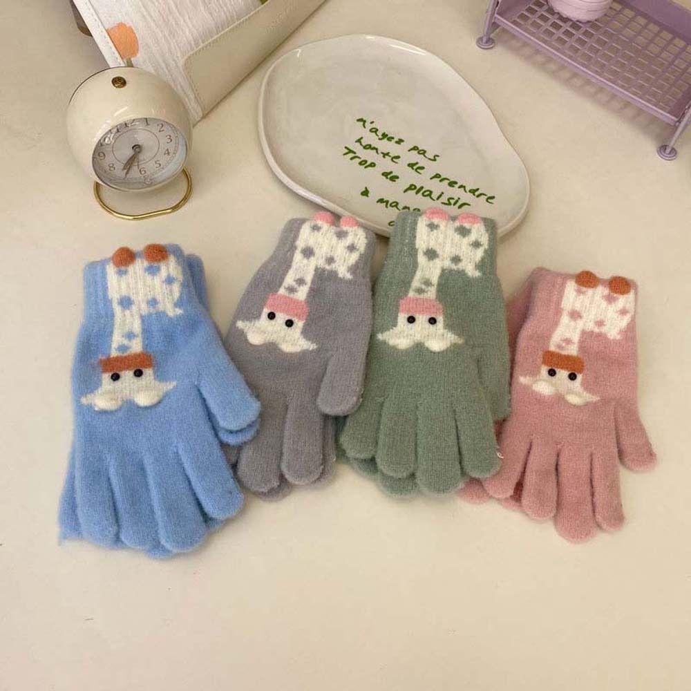 

Knitted Cartoon Giraffe Keep Warm Five Fingers Gloves Winter Mittens Cartoon Gloves Women Gloves