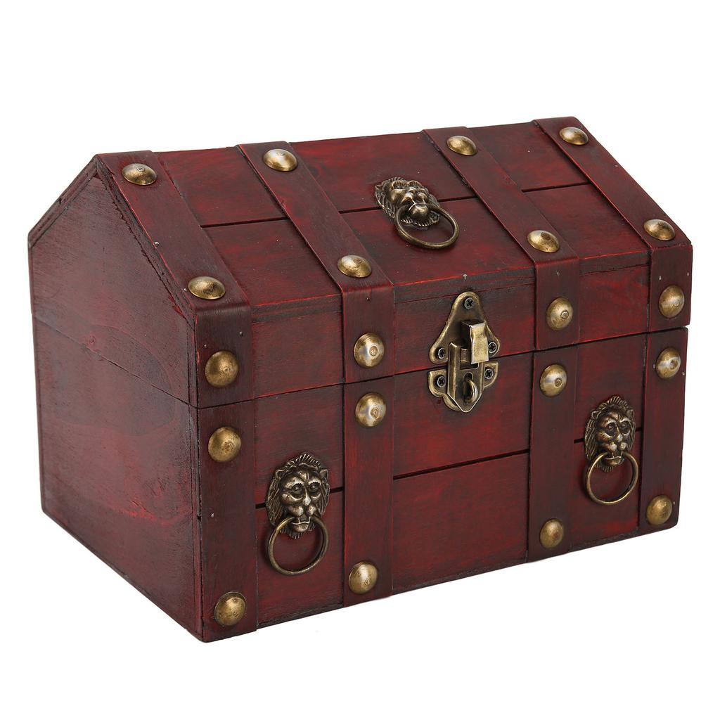 Wooden Vintage Storage Box Antique Decoration Retro Elegant Treasure Chest Storage Box with