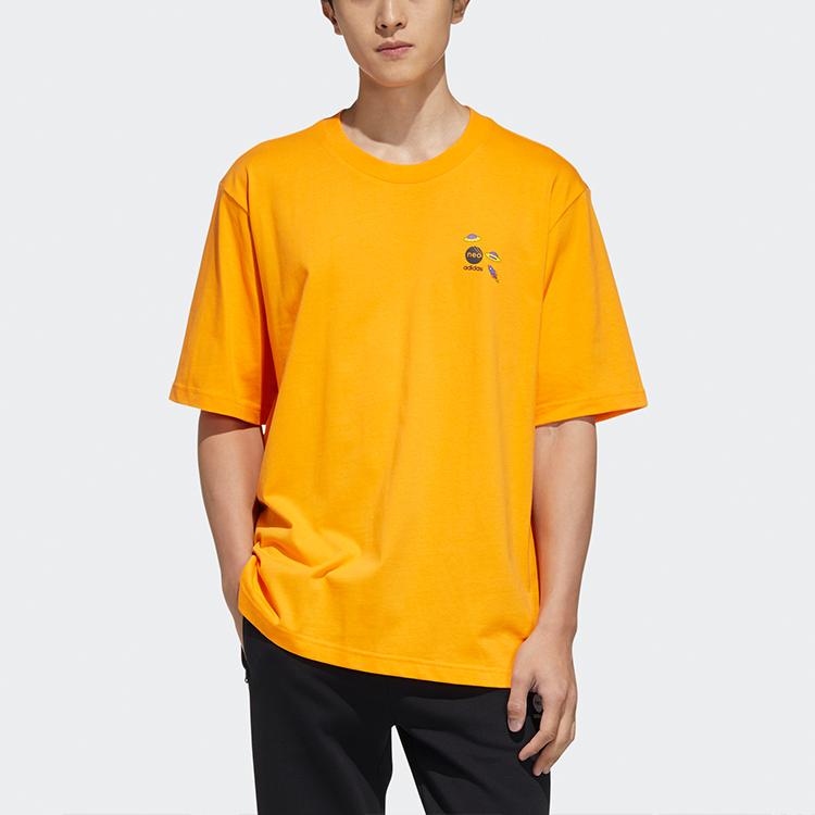 Adidas Neo Game Letter Pattern Sports T-Shirt Unisex Tops Orange Yellow HC9749