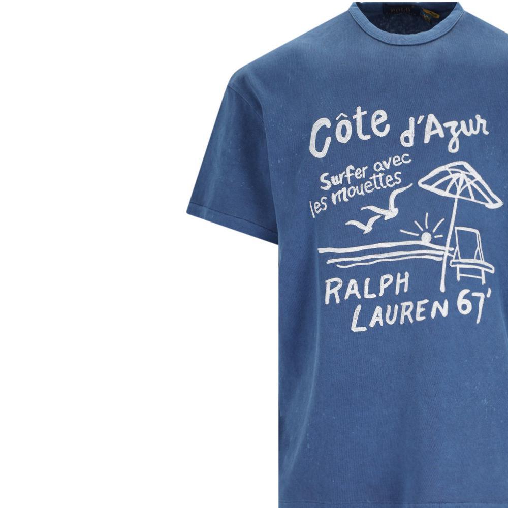 Polo Ralph Lauren T-shirt a maniche corte con girocollo e stampa a motivo di lettere Uomo Top Blu scuro 710936359-001