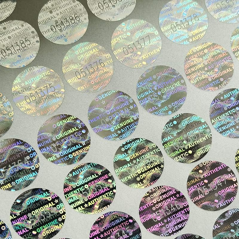 0.59 in High Security Tamper Evident Seal Warranty Void Original  Authentic Hologram Labels/Stickers w/Unique Sequential Serial Numbering Tamper