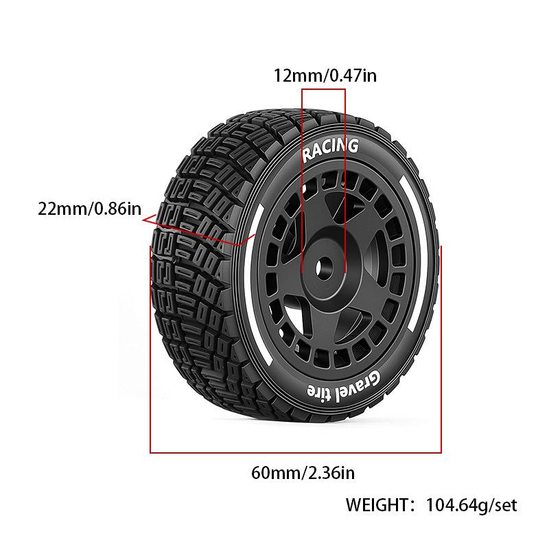 4PCS 60mm 1/14 High Grip On-Road Rally Tires Wheels For MJX 14301 14302 14303 14304 RC Car Upgrade Parts