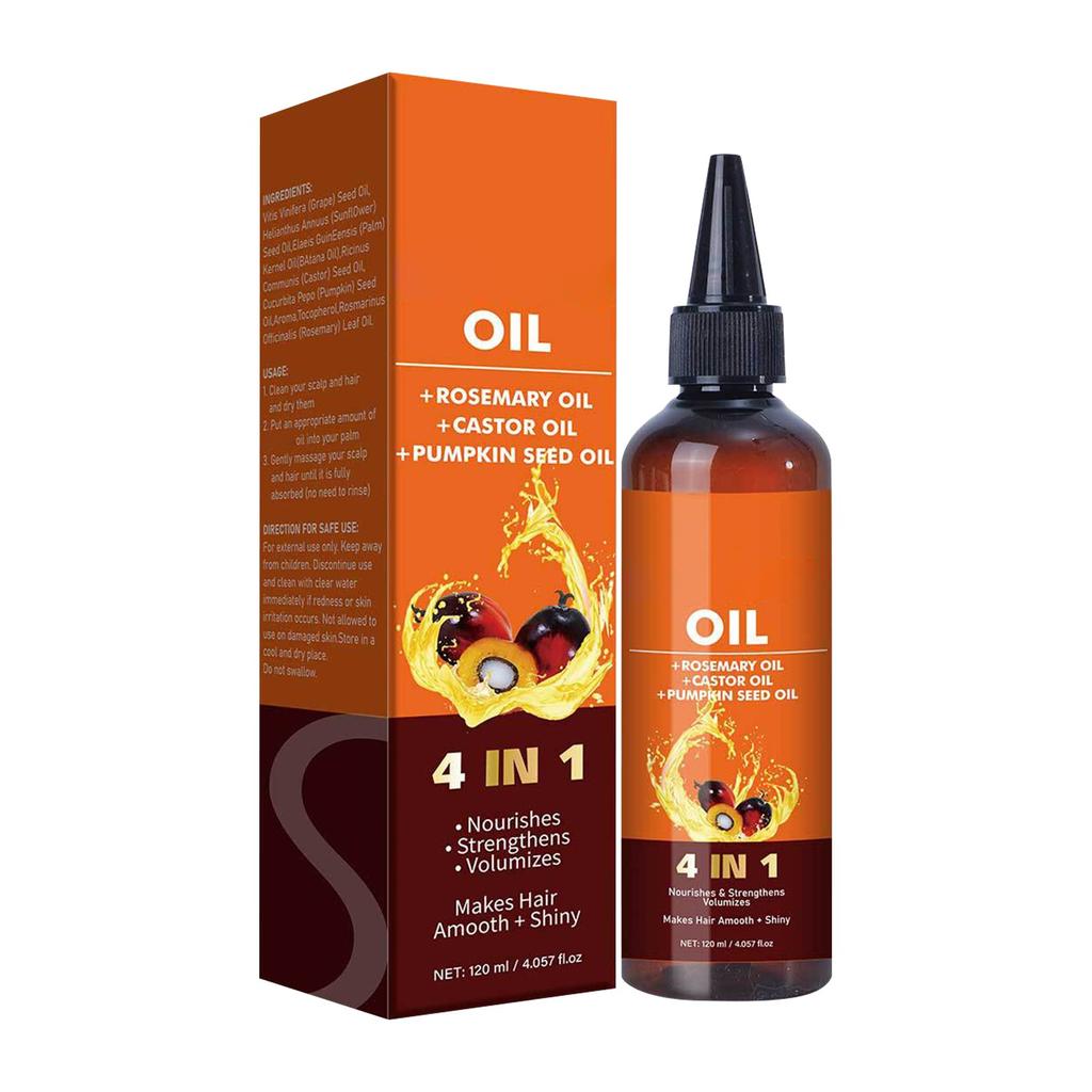 4in1 Hair Oil, Vegan Hair Oil Nourishes, Strengthens Hair Thickness And Reduces Split Ends, Suitable For All Hair Types (120ML)
