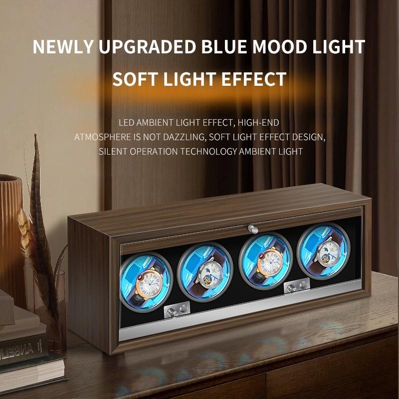 High-End 1 2 3 4 Slot 5-speed Automatic Watches Box Adjustable Watch Cabinet Clock Storage Box Luxury Wood Watch Winder