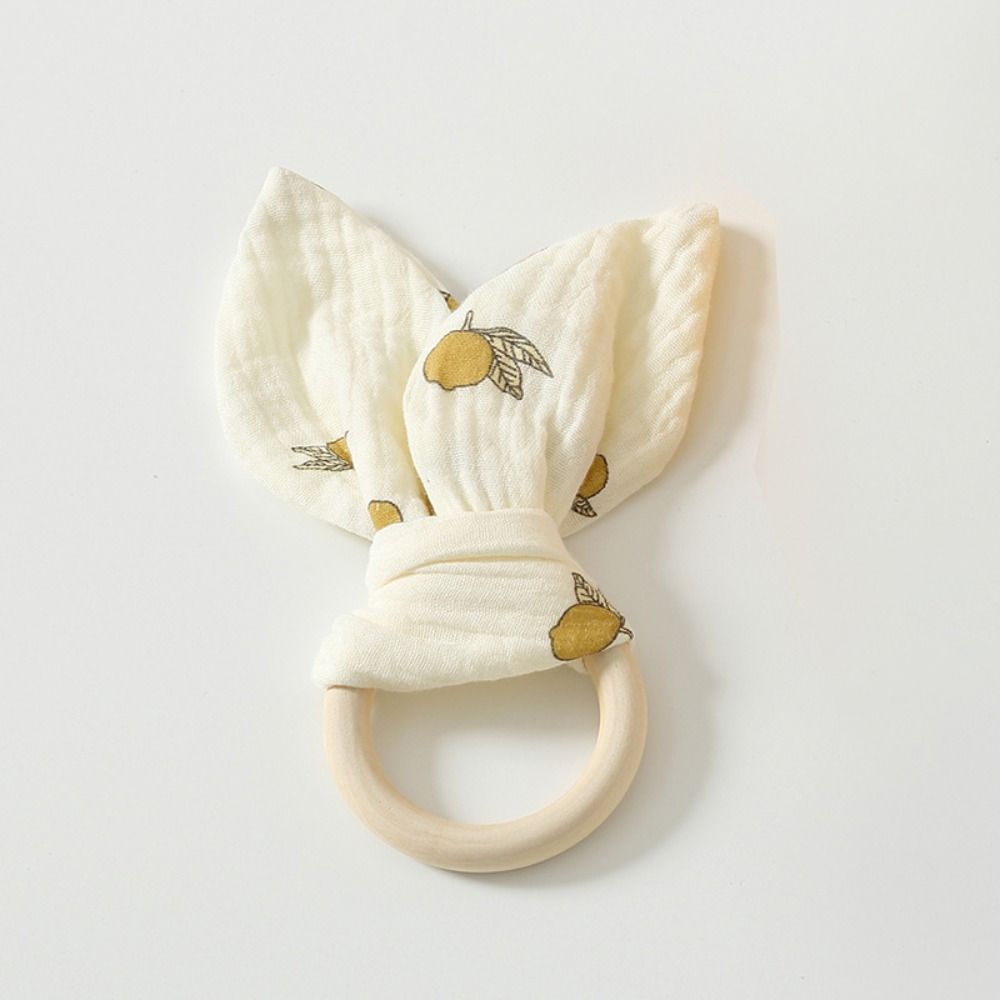 Rabbit Ears Baby Wooden Hand Grasp Toy Natural Wooden Chewing Appease Toy  Infant