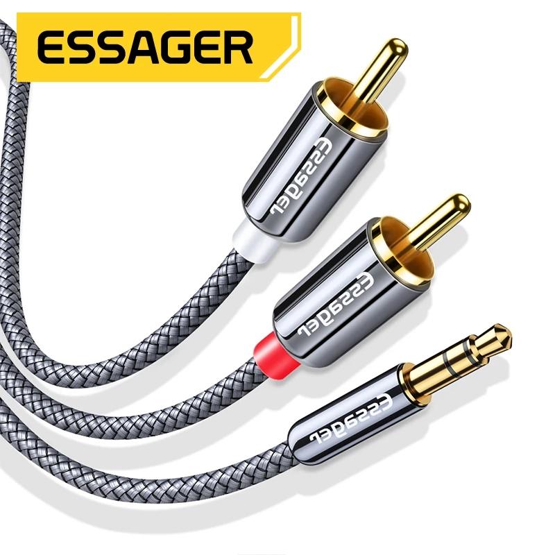 Yeung Qee Cavo Audio 3.5mm A 2 RCA Maschio 10m - Nylon Intrecciato, Placcato Oro, Adattatore A Y Per Smartphone, TV, Amplificatore