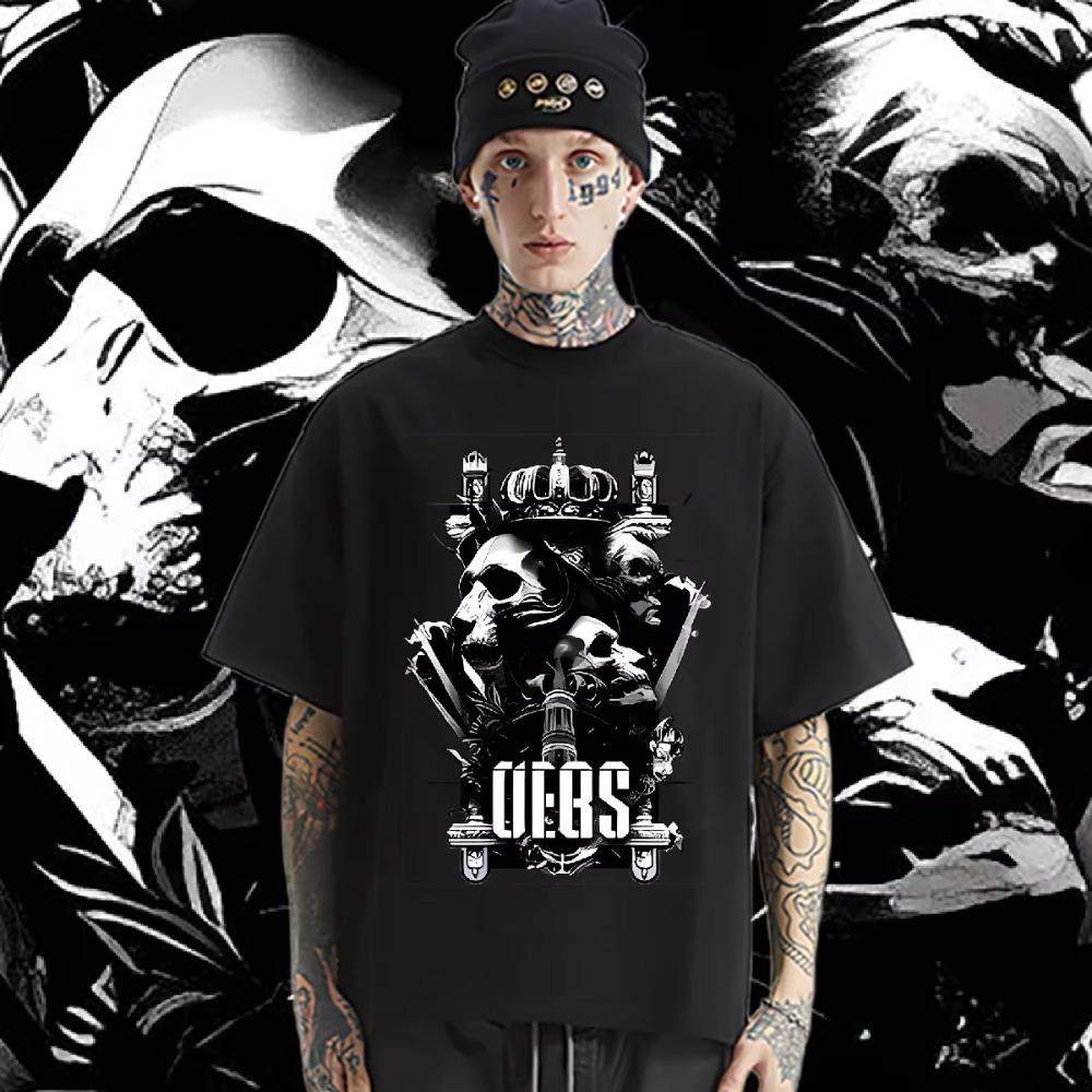 Große Größe Lockerer Vintage Ästhetischer Pullover Rundhals Für Herren Bedruckte Oberteile 2024 Sommer Heißer Verkauf XL Bequeme Dehnbare Kleidung