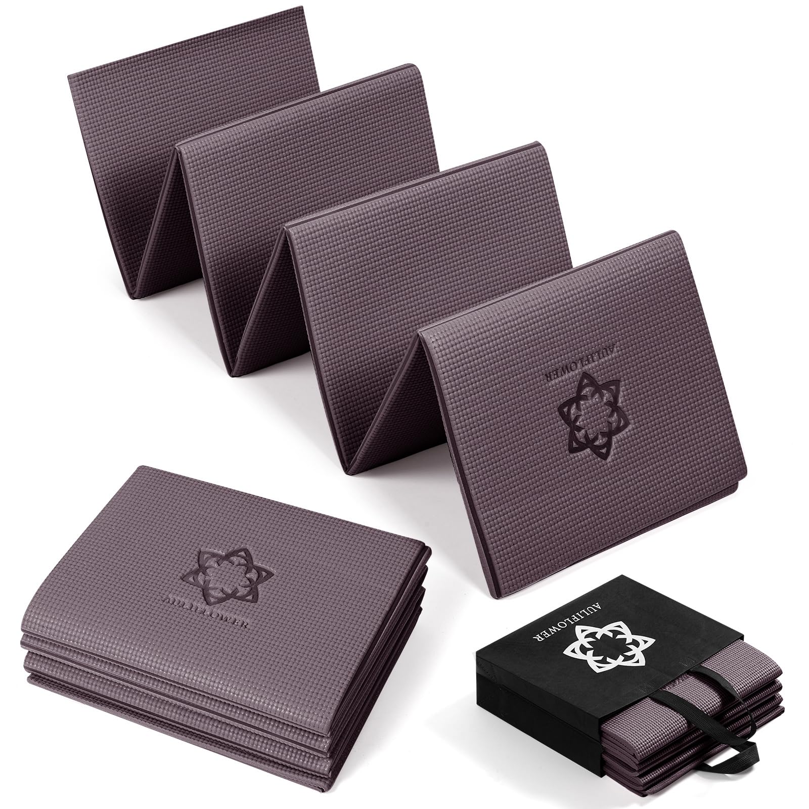 

AULIFLOWER Folding Yoga Lightweight and with Storage Perfect for Strength and This PVC Folding Yoga Mat is Odorless and Popular for Exercise and Dark