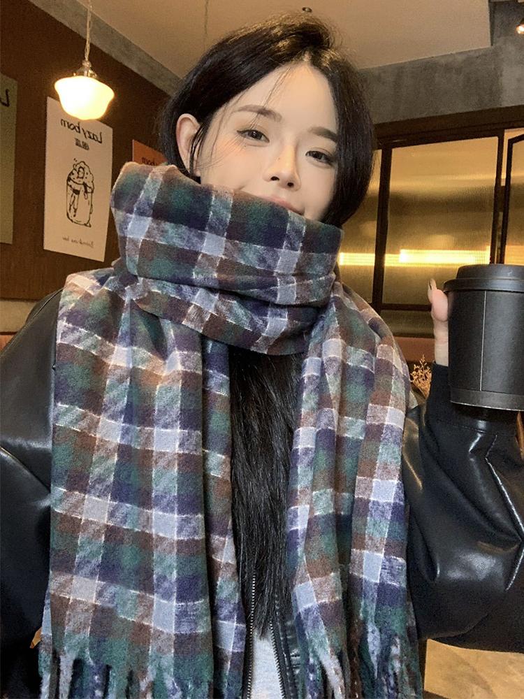 Women Winter Knitted Scarf Headscarf Ladies Men Casual Classic Plaid Tassel Scarve Mujer Male Foulard Long Wrap Shawl New Korean