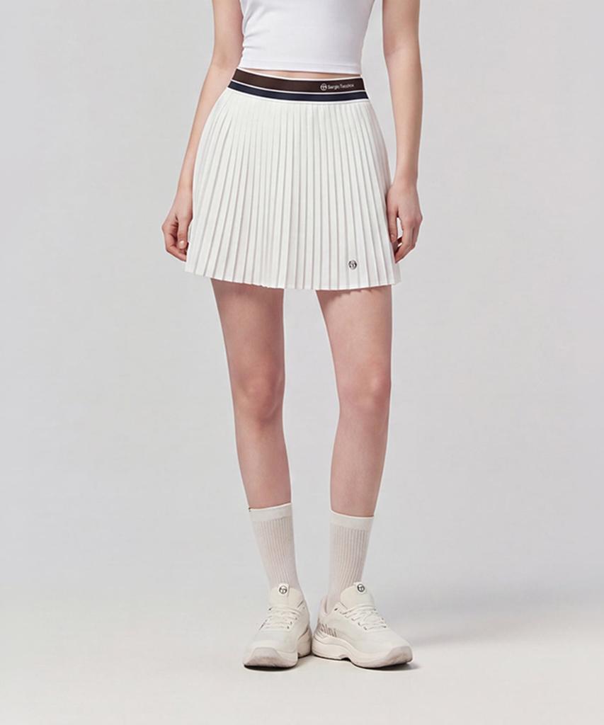 SERGIO TACCHINI W Colorband Flying Fine Pleats Skirt (White)