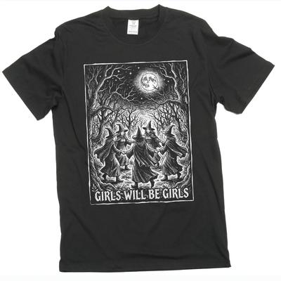 Girls Will Be Girls Shirt Witch Coven Halloween Gothic Moon Graphic Tee