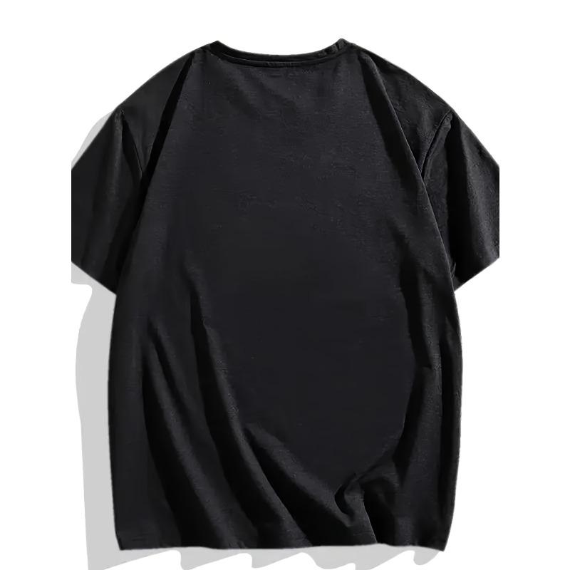 Europäische Größen Beliebte Weiche, Atmungsaktive T-Shirts Für Herren - Rundhals, Normale Passform - Bequemes Kurzarm T-Shirt mit Grafikdruck