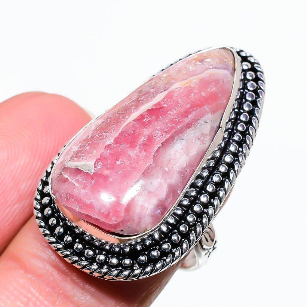 Rhodochrosite Handmade 925 Sterling Silver Jewelry Ring Size 7 G8v61