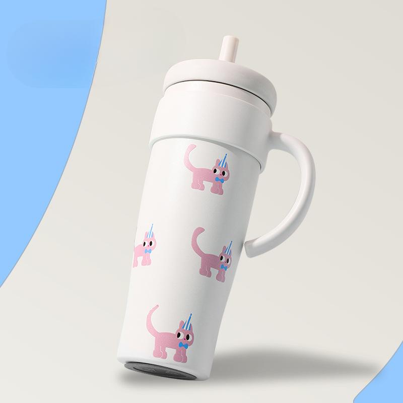 

Новая высококачественная горизонтальная запирающаяся сердечник-чашка для льда в виде шарика, двойная вакуумная чашка для воды из нержавеющей стали, автомобильная трубочка, женская термос-чашка 1000ml