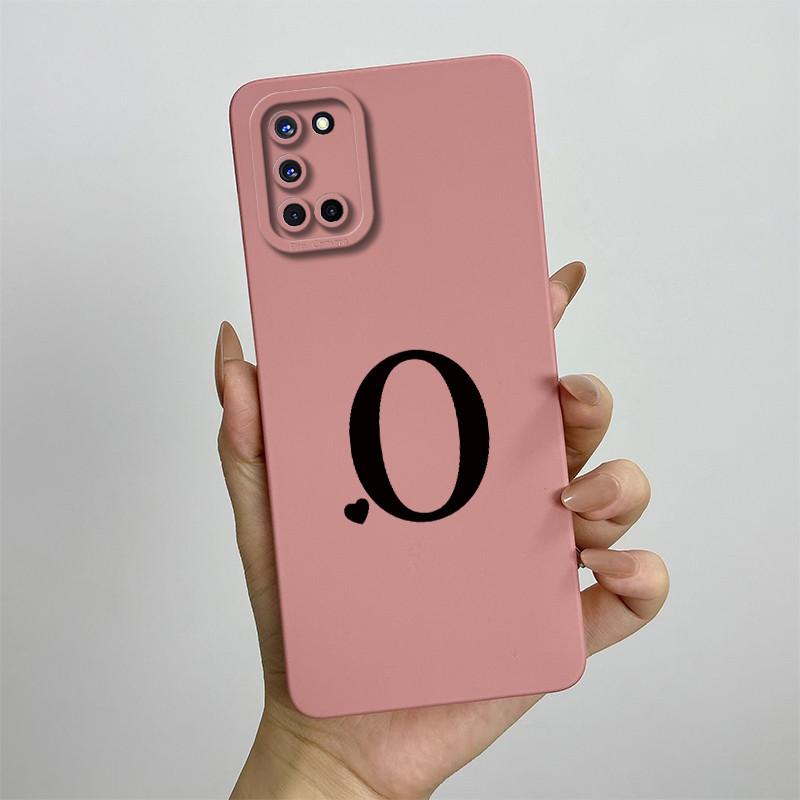 Für OPPO A52 A72 A92 Hülle CPH2061 CPH2067 CPH2059 CPH2069 Handyhülle Niedliche Initialien Quadratisch Stoßfest Silikon Rückseite
