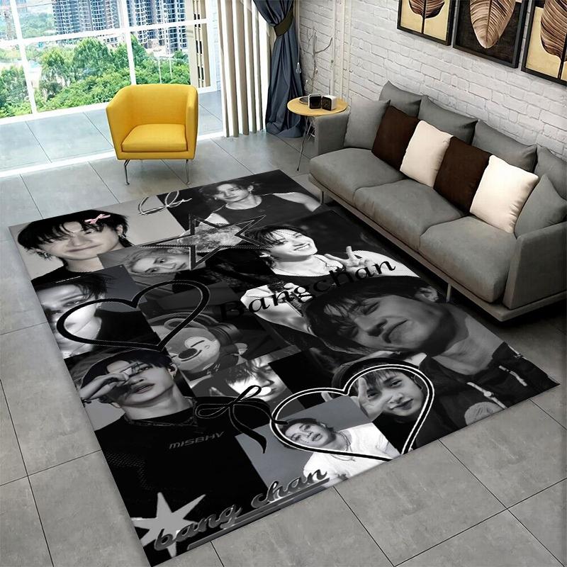Fashion Kpop Bang Chan Stray Kids Non-Slip Area Rug for Living Room,Bedroom,Playroom,Soft Carpet Floor Mat Home Decor Rug Gift