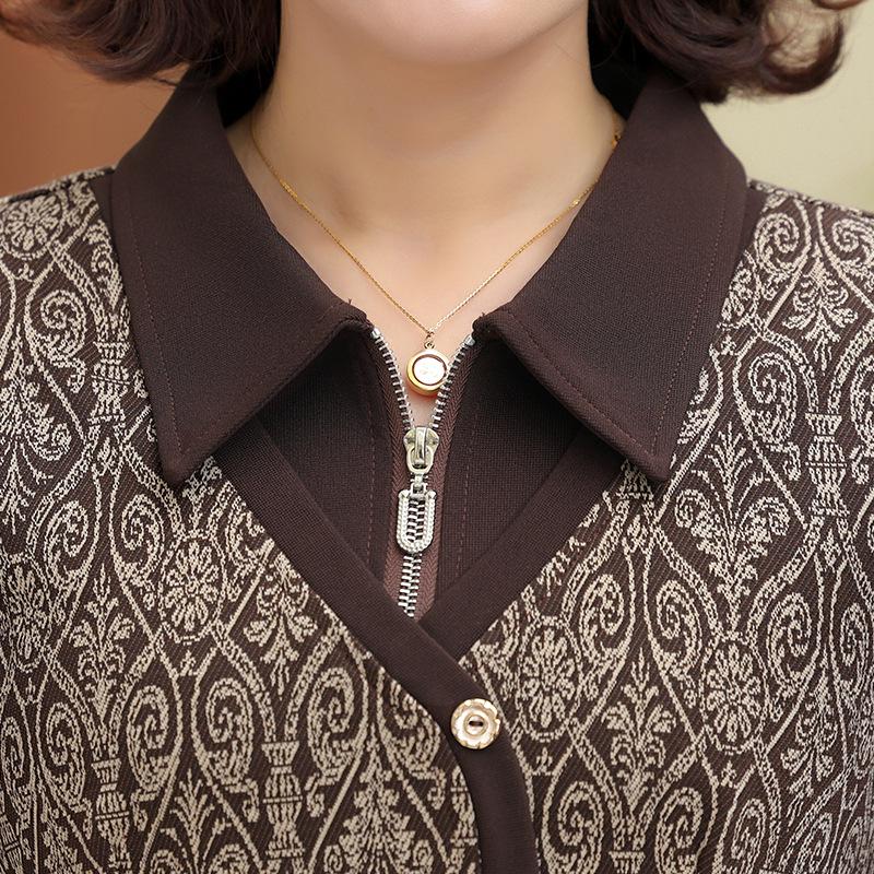 2025 Spring & Autumn Long-Sleeve Two-Piece Dress for Middle-Aged Women