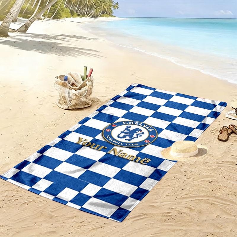 Chelsea F Custom Name Print Beach Towel, Large Soft Quick Dry Towel for Beach Camping Swimming