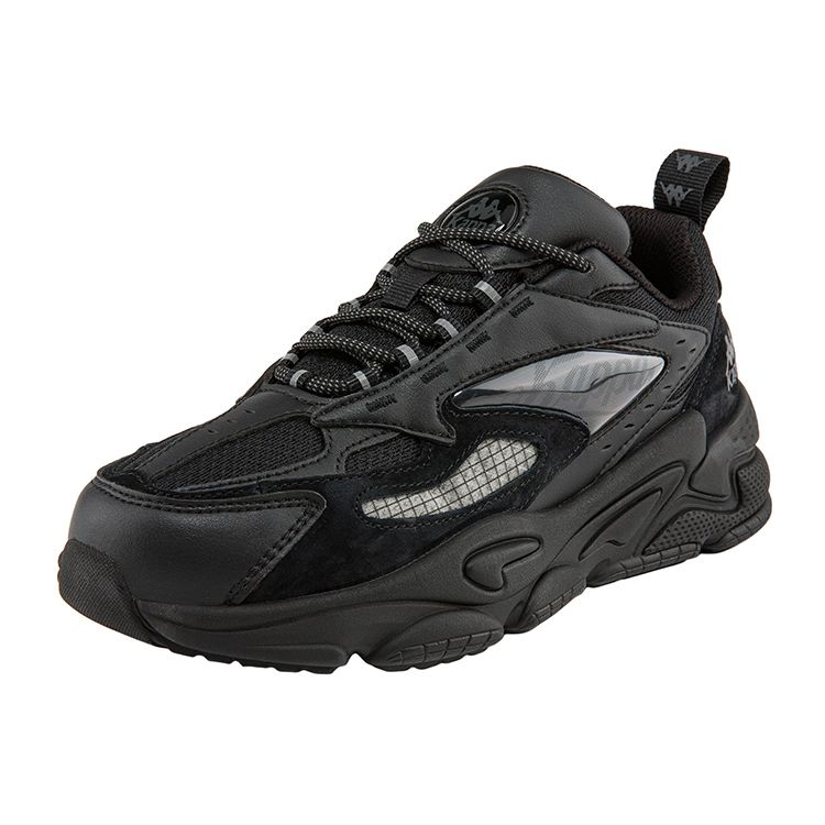 Kappa Fabric Retro Thick Sole Wear-Resistant Low-Top Casual Shoes Unisex sneaker Black K0BZ5MC50-990