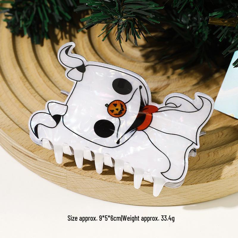 

Shining Girl Pumpkin Ghost Hair Clip with Cartoon Grinch Hat for Halloween and Christmas Parties.