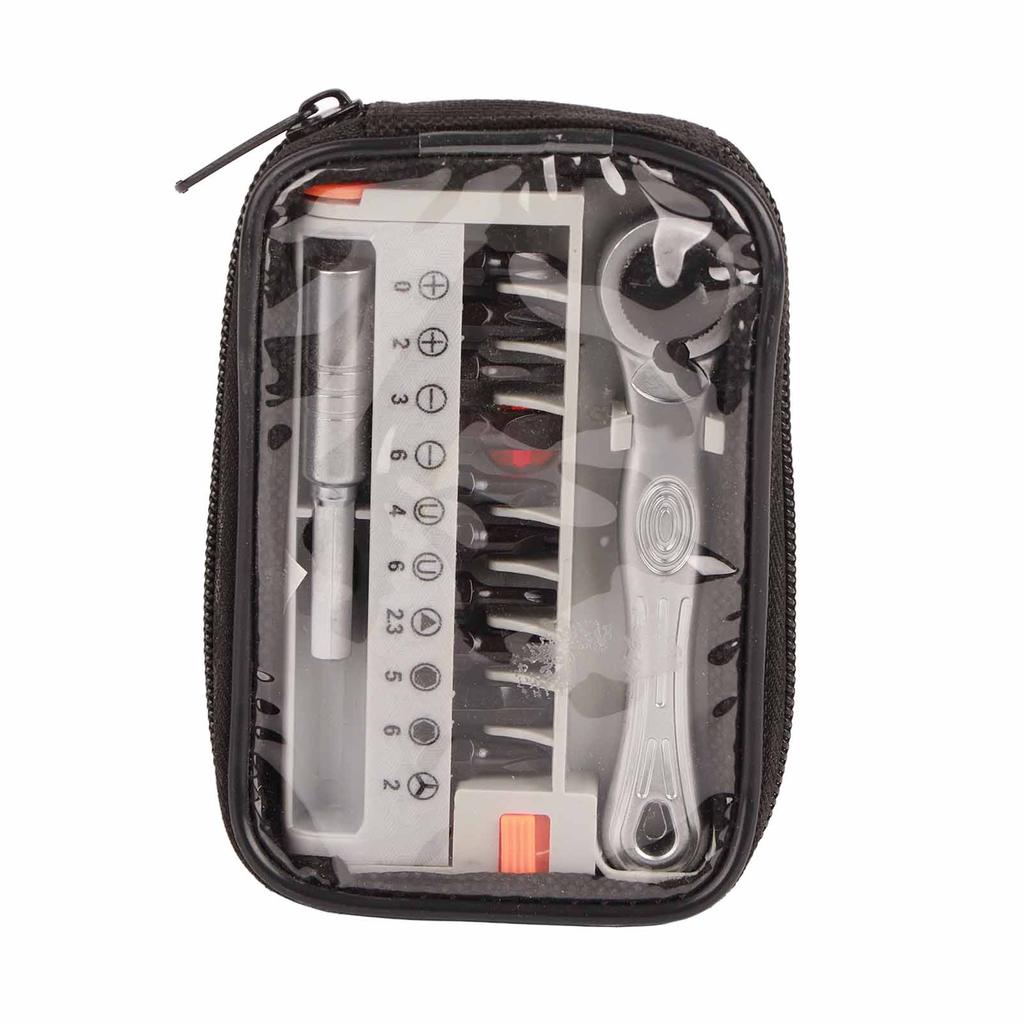 12 in 1 Portable Mini 14" Quick Ratchet Socket Wrench & Screwdriver Bits Set Hand Repair Tool