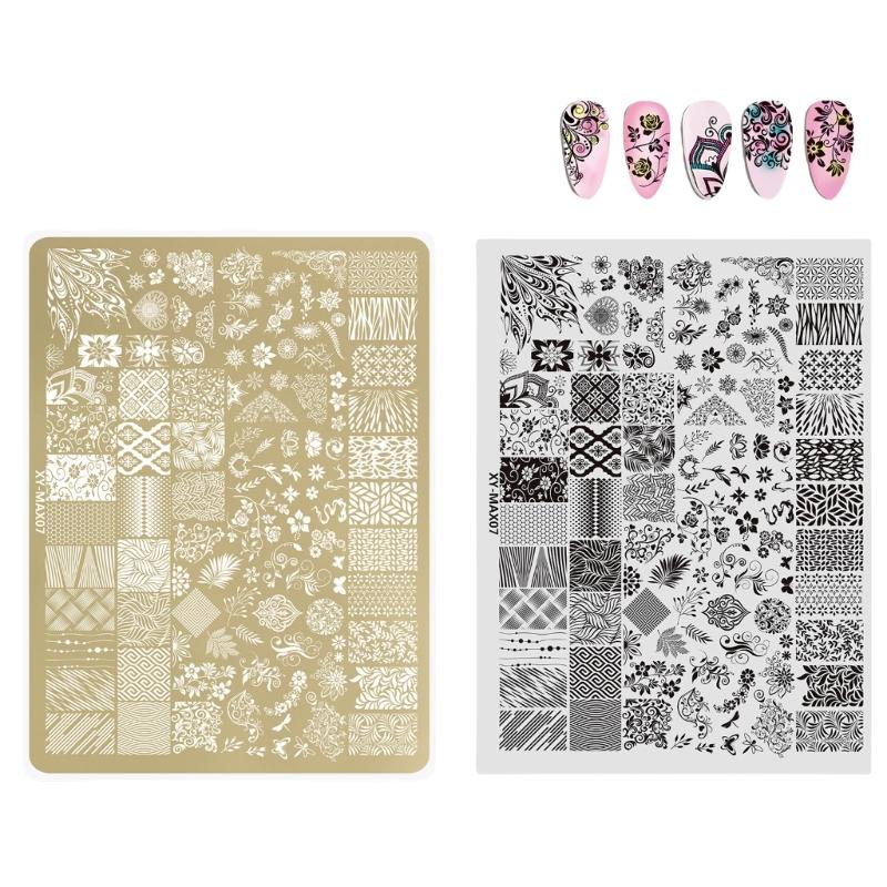 Piastra per Stamping per Unghie Modelli per Nail Art Piastre per Nail Art Floreali in Pizzo per Decorazioni Fai da Te per Unghie Piastre per Stamping per Unghie