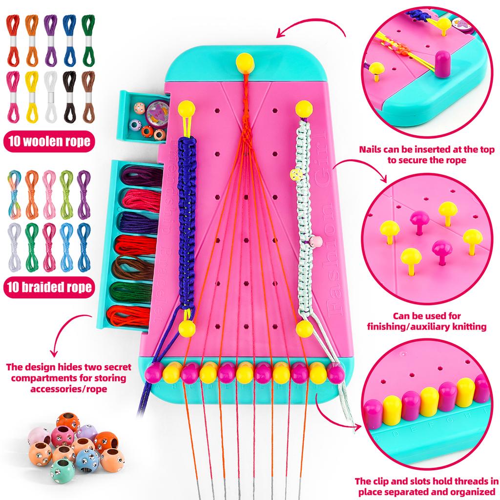 Girl Friendship Hand Rope Weaver Handmade DIY Elastic Bracelet Set Headrope Making Party Supplies Children's Puzzle Toys Gifts