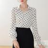 Women Blouses Shirts 2025 Spring Long Sleeve Women Blouse Shirt Turn Down Collar Dot Chiffon Blouse Shirt Women Tops J912