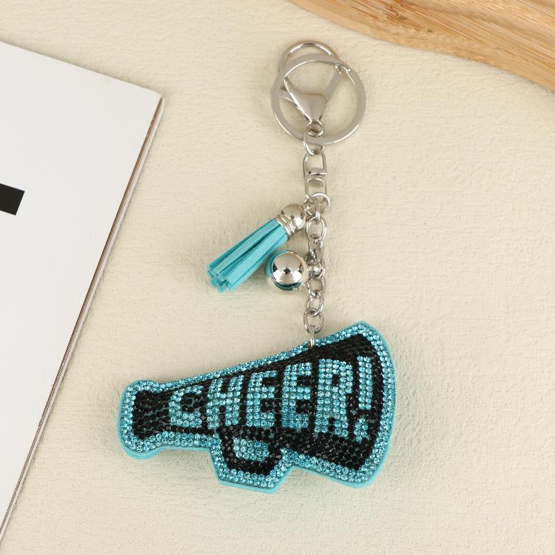 Neuer Full Crystal Wort Cheer Schlüsselanhänger Lederquaste Schlüsselhalter Strassstein Schlüsselring Anhänger Damen Tasche Anhänger Geschenk