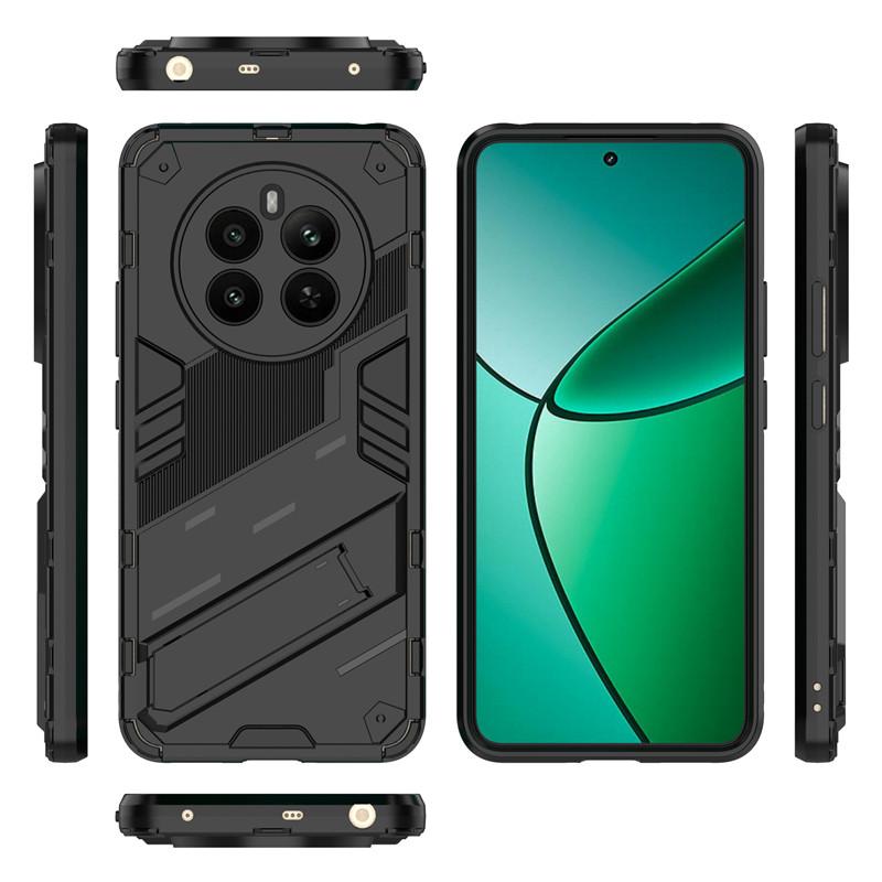 For Realme 12 4G Case Realme 12 4G Cover Shockproof TPU Armor PC Silicone Stand Holder Protective Phone Back Cover Realme 12 4G