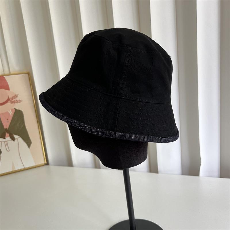 Autumn and winter new double-sided can wear solid color denim bucket hat women's casual fashion versatile sunscreen sunshade basin hat