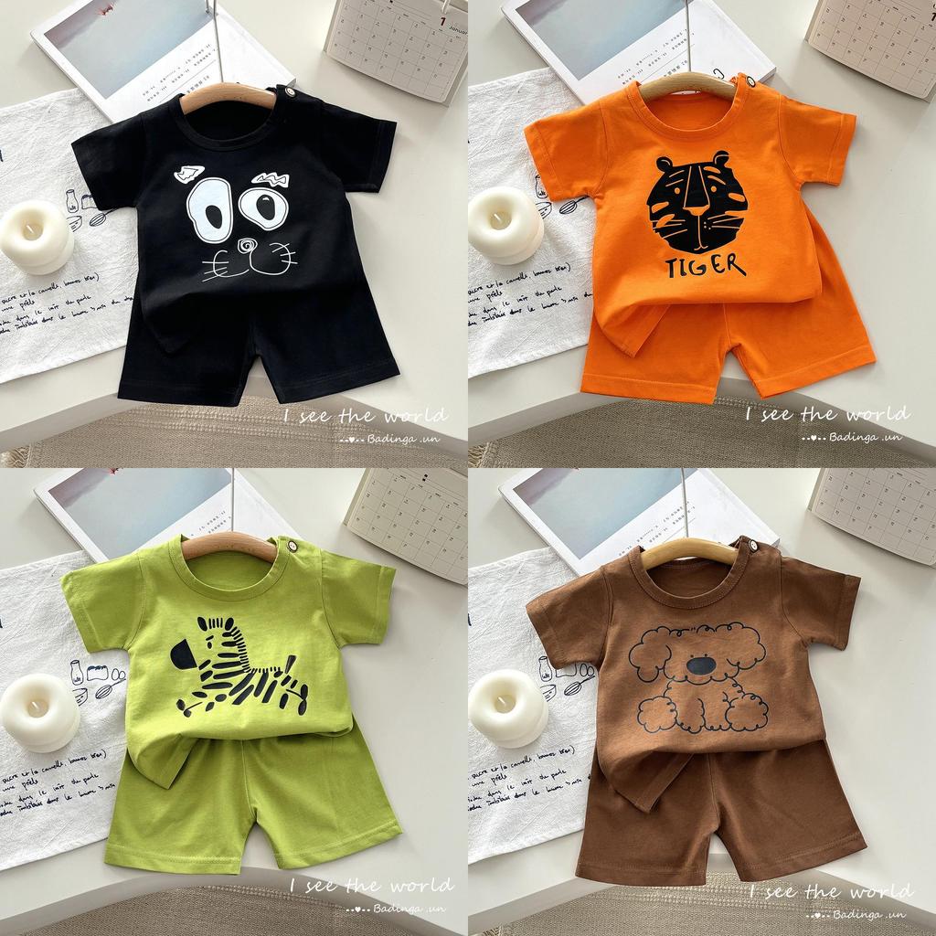 Children Pure Cotton Short Sleeve Two Piece Set For Toddler Summer Comfort