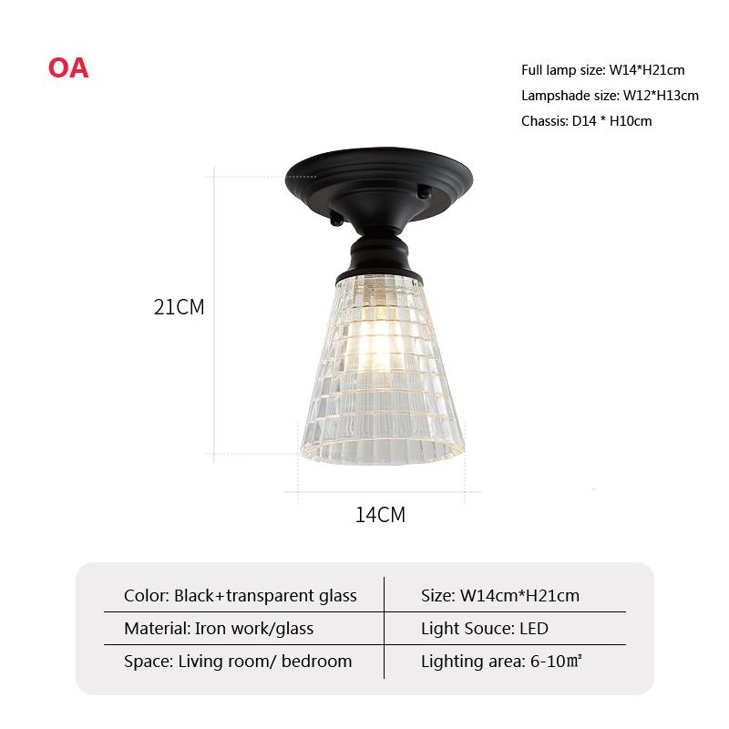 American Retro Ceiling Light Single Head Glass Cover Aisle Lighting Bedroom Corridor Staircase Balcony Creative Decor Lamp