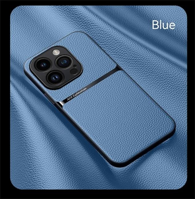 Leather Texture Case For iPhone 16 15 13 14 Pro Max Funda For iPhone 12 11 Pro 15 16 Plus Magnetic Support Phone Cover