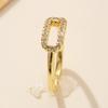 Golden Plated Open Adjustable Ring with Synthetic Zircon Paperclip Charm for Women Minimalist Trendy Statement Jewelry Gift