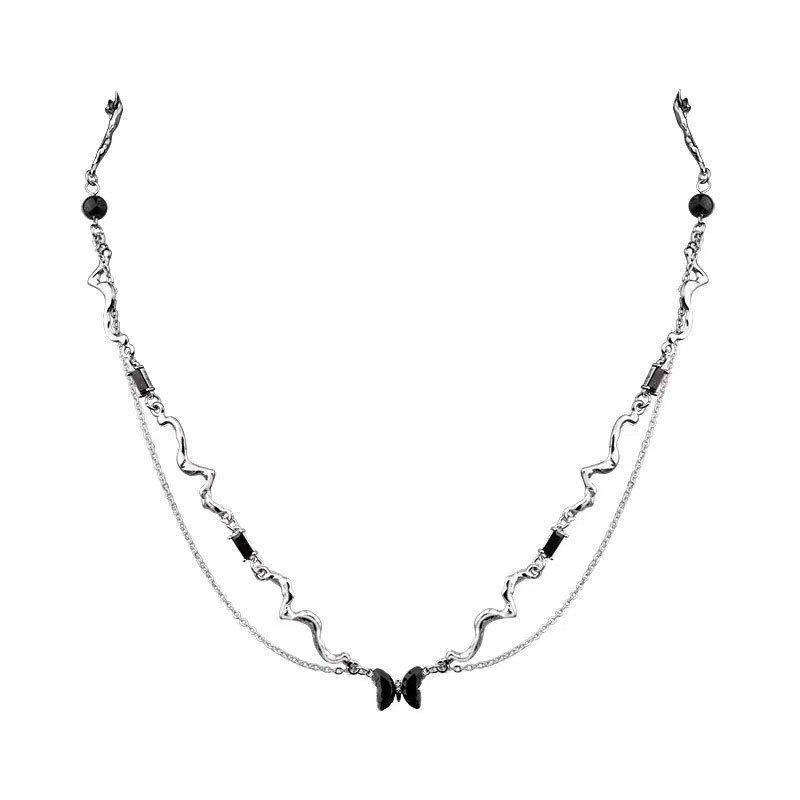 Wavy Irregular Butterfly Necklace: Luxury Clavicle Chain with Unique Design for Women