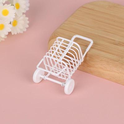 1Pcs Dollhouse Accessories Ins Cute Simulation Hand Pulled Cart Shopping Cart Toy Creative Kawaii Desktop Decoration Gift