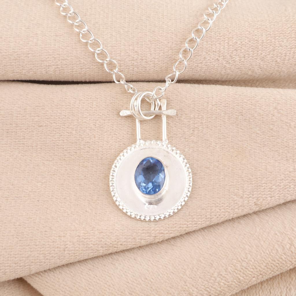 Tanzanite Gemstone 925 Solid Silver Jewelry Handmade Pendant 1.4" For Engagement PP-57-13