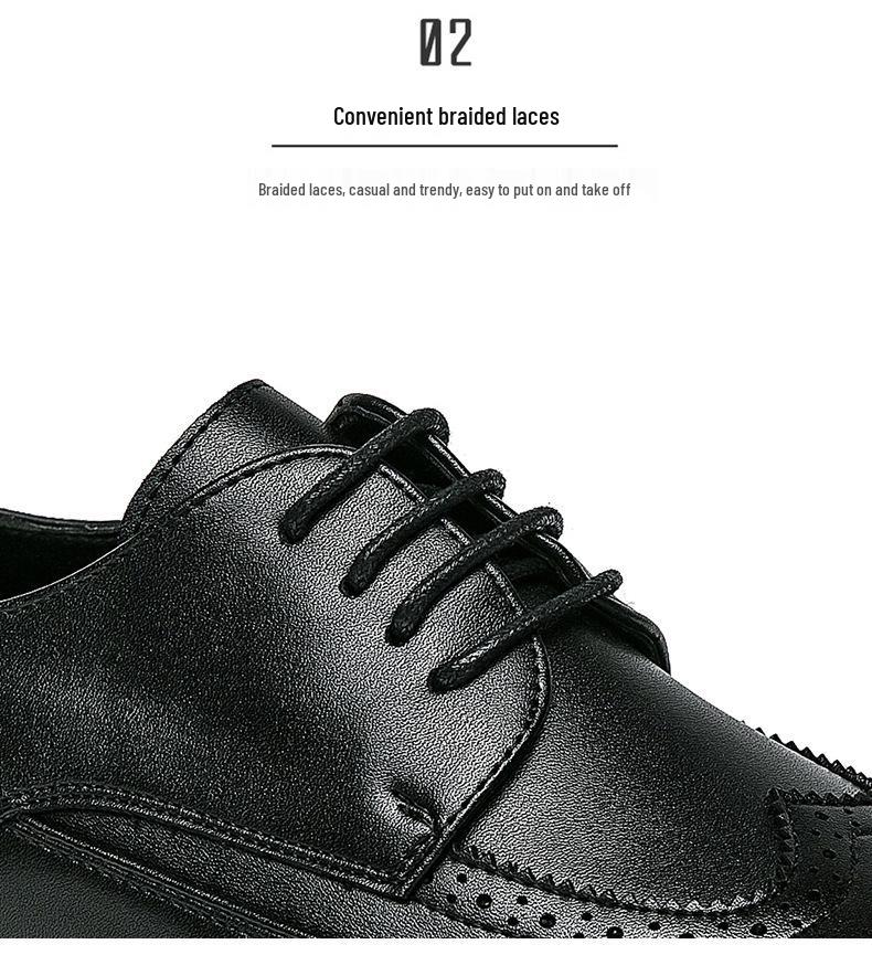 2025 Men's Korean Style Formal Brogue Leather Shoes - British Style Wedding & Business Casual Shoes, Size 45