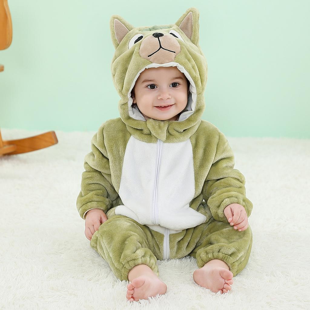Baby Boys Girls Flannel Animal Onesie Cozy Hooded Jumpsuit Autumn Winter Sleepwear and Loungewear
