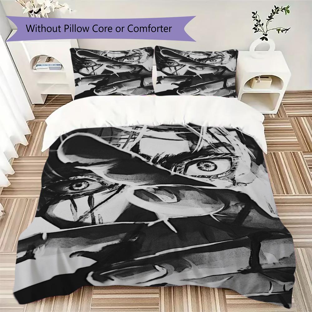 Jujutsu Kaisen Pattern Bedding uilt Set uilt Cover Pillowcase Home Decoration Birthday Gift (1 * duvet cover + 2 * pillowcase without core)
