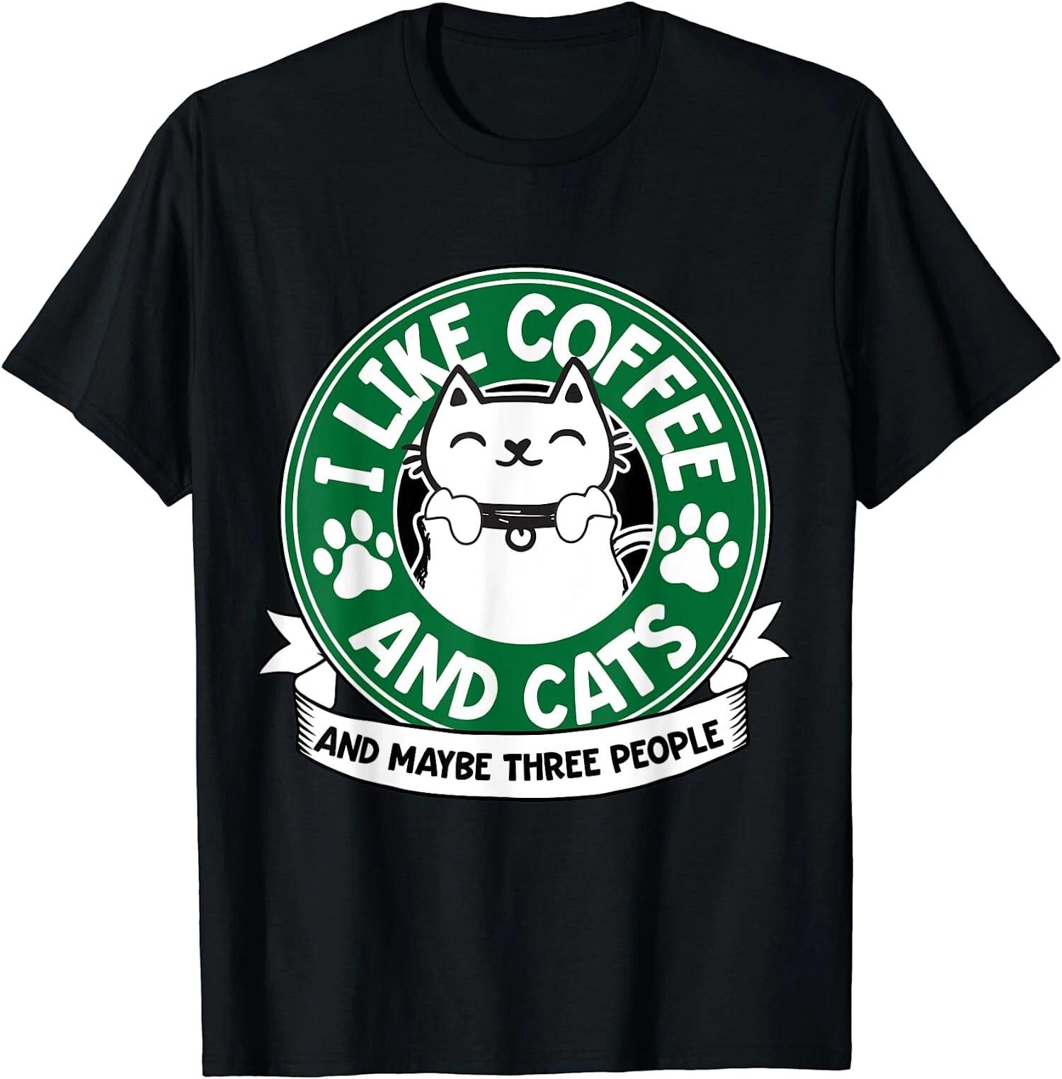 I Like Coffee and Cats, Funny Pet Lover T-Shirt XXXXL