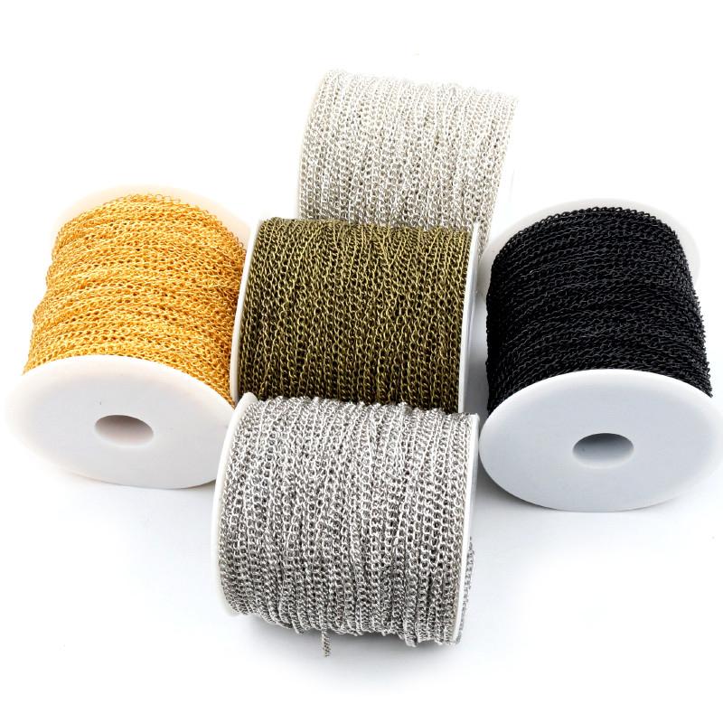 5 Meters/lot 3x2mm 4x3mm Bronze Gold Silver 5 Colors Plated Unwelded Iron Cable Chains DIY Jewelry Making Findings Accessories