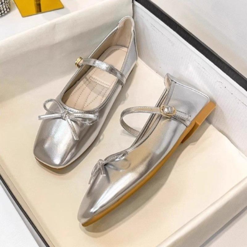 2025 New Hot Selling Vintage Mary Jane Shoes Elegant Bowknot Round Toe Women's Flat Comfort Elastic Ladies Ballerina