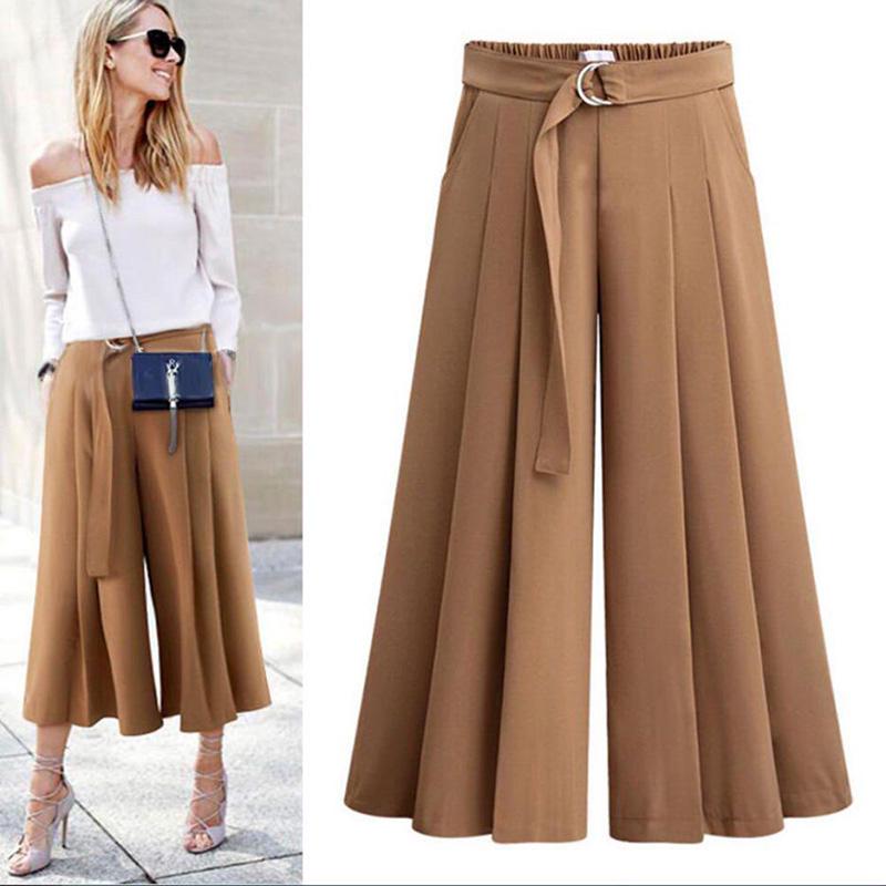 Women Loose High Waist Wide Leg Pants 