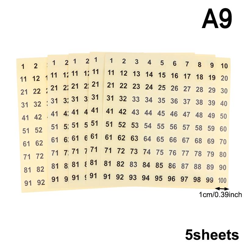 

5 Sheets Number Stickers 1-100 Label Number Sticker For Diy Craft Nail Polish Glue Bottle Scrapbooking Diary Stationery