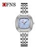 OFNS Women's Fashionable Lightweight Waterproof Quartz Watch with Small Leather Strap and Square Dial
