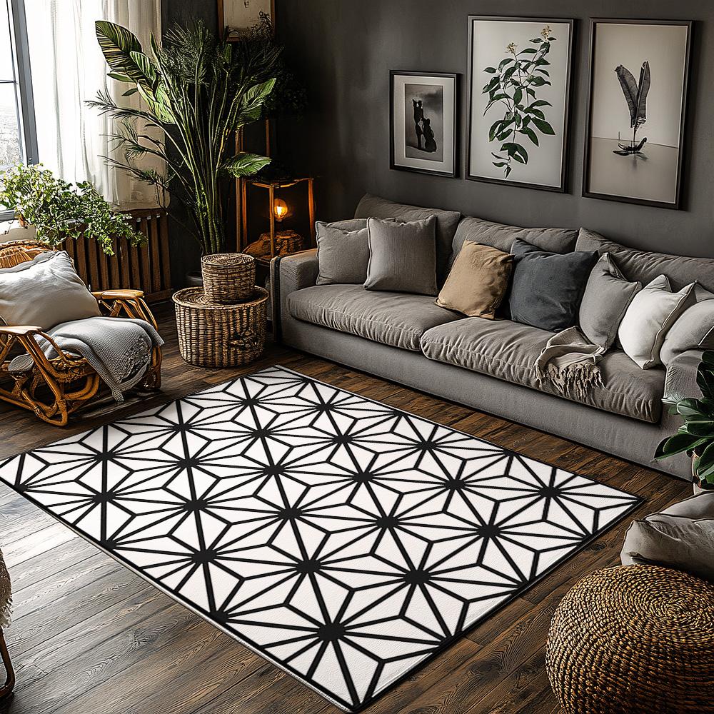 

Geometric Area Rug Modern Abstract Pattern Non-Slip Floor Mat Living Room Decor Home Accent Carpet Indoor Outdoor Rug Washable 50x80cm