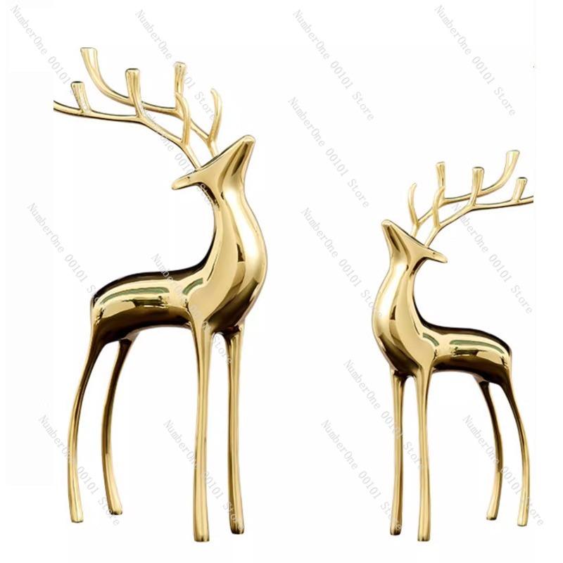 Pure copper deer ornaments creative home decoration dining room entrance wine cabinet display luxury elegant interior decorative