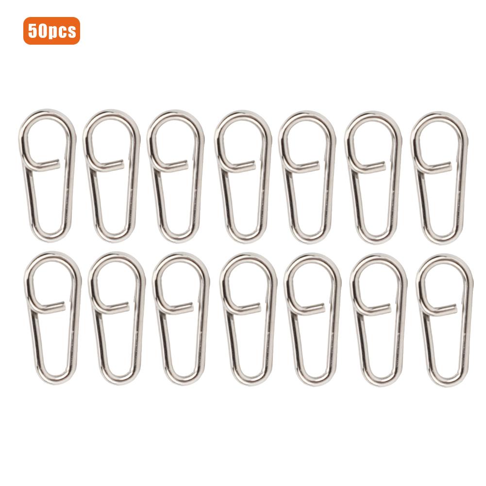 50PCS Powerful Oval Stainless Steel Fishing Clips Snaps Connector Interlock Accessories